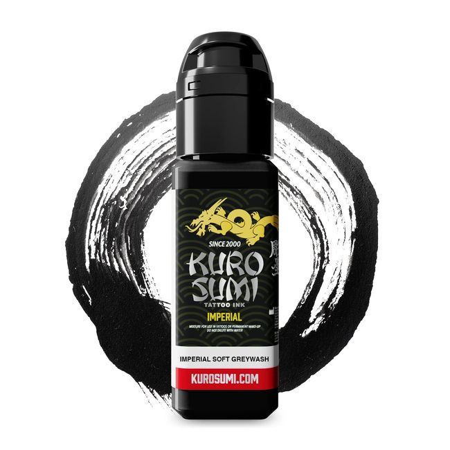 Kuro Sumi Imperial Japanese Tattoo Ink Pigments, Vegan Professional Tattooing Inks, Soft Greywash, 1.5 oz.