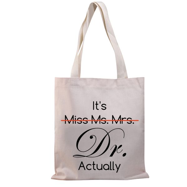 PLITI PHD Graduation Gift PHD Candidate Survivor Gift Doctorate Degree Gift It's Miss Mrs Ms Dr Actually Tote Bag, It Dr tatsächlich Tg, Medium