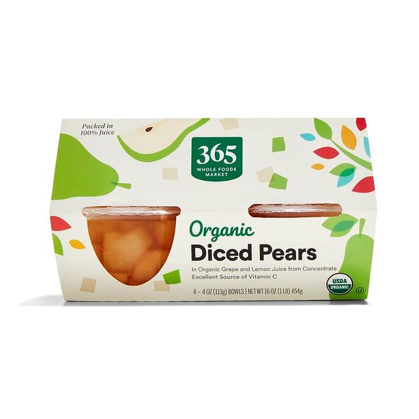 365 by Whole Foods Market Organic Pears Diced, 4 Oz, 4 Ct