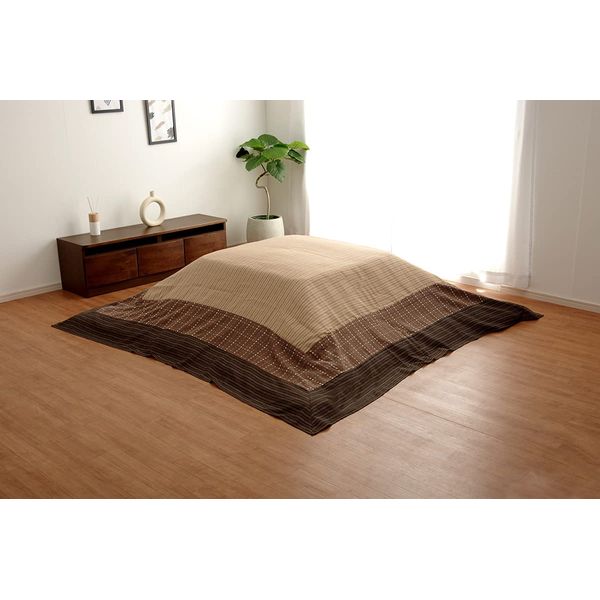 Ikehiko #5021009 Kotatsu Futon Cover, Square, Yukari, Approx. 82.7 x 82.7 inches (210 x 210 cm), Brown Shijira, Top Hanging, Japanese