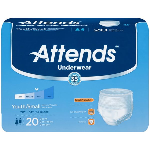 Attends Underwear Super Plus Absorbency Small 22"-34" - Case of 80 (4 packs of 20) APP0710