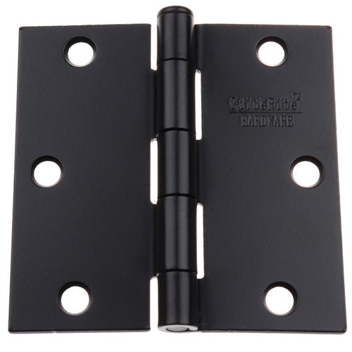 GlideRite Hardware 3-1/2" Steel Door Hinges, Square Corners, Matte Black Finish - 3500-MB (12-Pack)