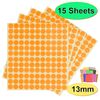 1,980 x Orange Sticky Dots - 13mm - Round Colour Coding Dot Stickers - 15 Sheets