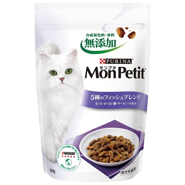 Mon Petit Bag, For Adult Cats, 5 Fish Blend, Flavors: Tuna/Skipjack/Sea Bream/Salmon/Misc. Small Fish, 21.2 oz (600 g) (Dry Cat Food)