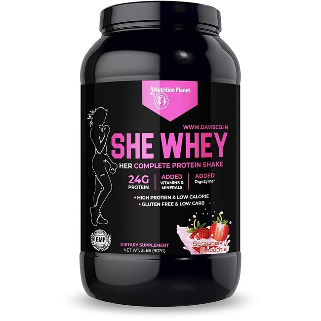 Nutrition Planet She Whey With Added DigeZyme Strawberry Smoothie Flavour 907Gm