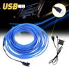 5M USB LED Car Atmosphere Wire Strip Interior Decor Blue Light Lamp Accessories