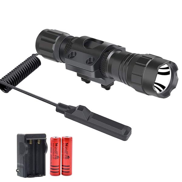 WINDFIRE Weapon Light with Pressure Switch, 2200 Lumens Tactical Flashlight Matte Black with M-Lok Flashlight Mount,Rechargeable Batteries & Charger