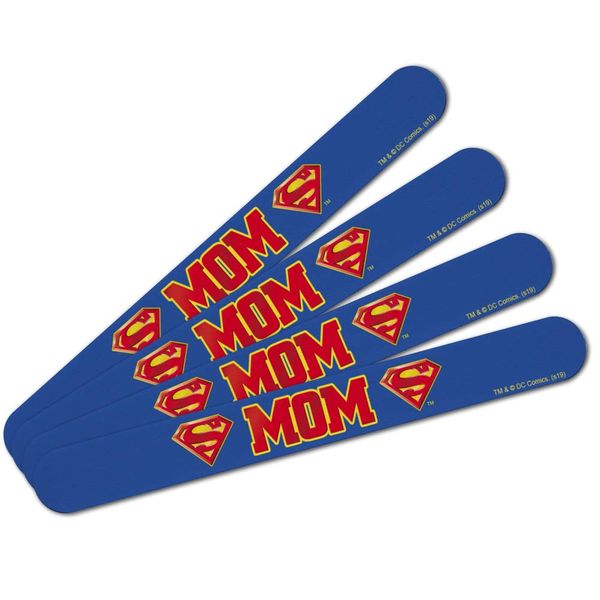 Superman Super Mom Shield Logo Double-Sided Nail File Emery Board Set 4 Pack