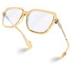 Oversized Blue Light Blocking Glasses Square Frame Champagne Brown Eyeglasses