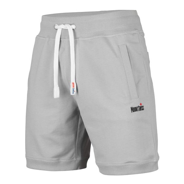 Mount Swiss Kurze Freizeithose Herren Luca I Kurze Sweatpants Herren mit Taschen und Tunnelzug I Kurze Hose für Heim und Hobby I Bequeme Sport Shorts Farbe: Stahl-Grau, Gr. XXL