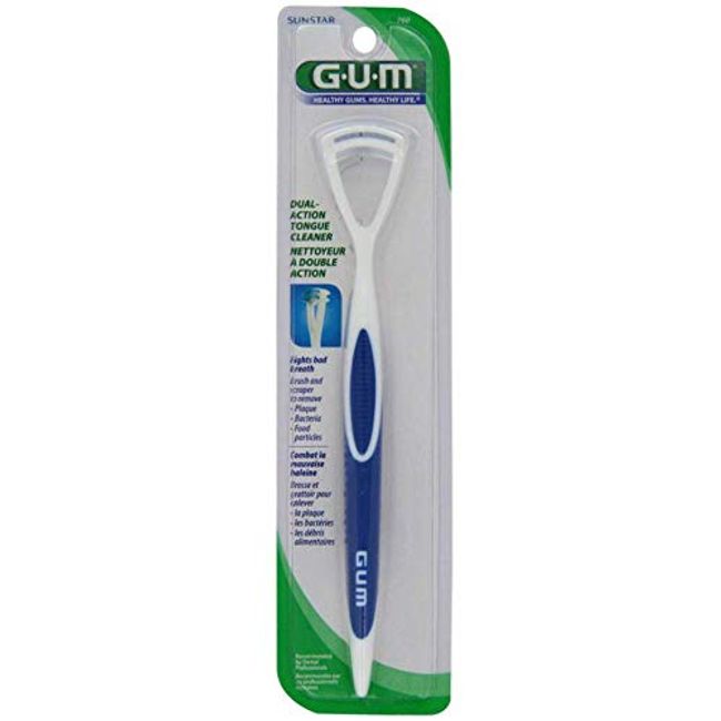 GUM® Dual Action Tongue Cleaner Brush/Scraper, 1ct