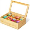 Rectangular Bamboo Tea Bag Holder with Clear Window - Eco-Friendly & Lightweight