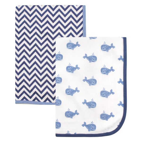 Hudson Baby Unisex Baby Cotton Swaddle Blankets, Whale, One Size