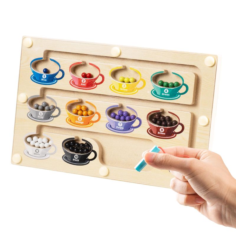 Magnetic Beads Maze, Fine Motor Skills Toys, Wooden Color Matching and ...