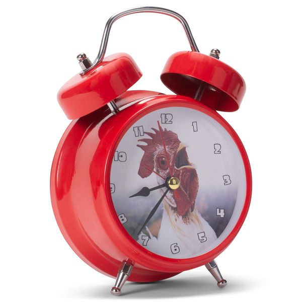 Mark Feldstein & Associates Wacky Wakers Red Rooster Bedside Tabletop Alarm Sound Clock