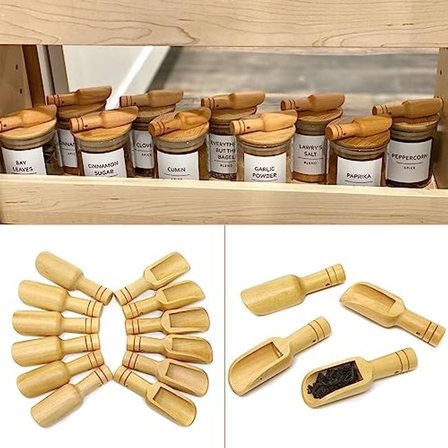 Mini Natural Wooden Spoon Scoop Tea Coffee Condiment Salt Seasoning Sugar  Spoon Ice Cream Tea Leaf