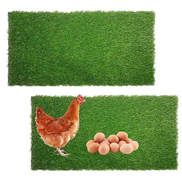 2 Pcs Chicken Nesting Pads Cuttable Artificial Grass Rug Carpet Washable Synt...