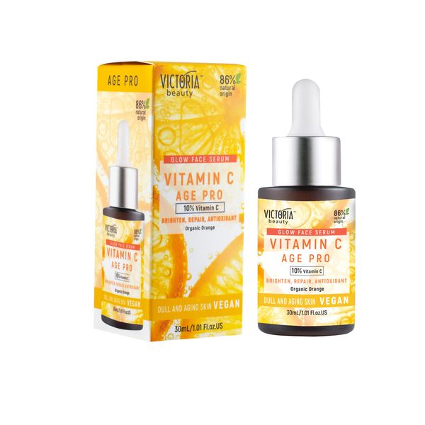 Victoria Beauty - Vitamin C Serum hochdosiert, Gesichtsserum mit 10% Vitamin C für eine strahlende Haut, vegane hochwirksame Anti Aging Gesichtspflege (1 x 30 ml)