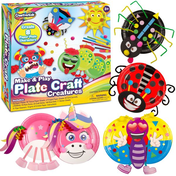 Creative Kids Make & Play Plate Craft Kit - Arts and Crafts Kit for Toddlers Ages 2, 3, 4, 5 Years Party Activity Kits for Toddler 3+