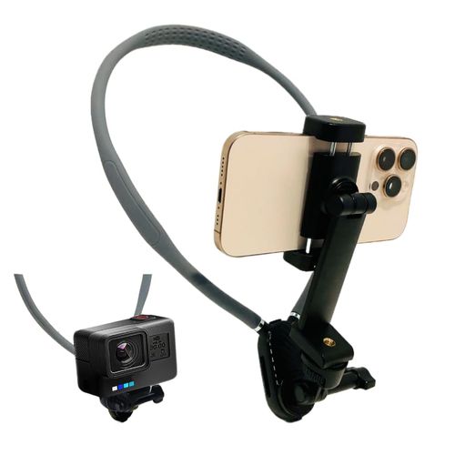 Futurolla Adjustable Neck Phone Mount for Hands-Free Recording | Comfortable POV Camera Holder for Vloggers, Content Creators & Outdoor Adventures | Compatible with iPhone, GoPro