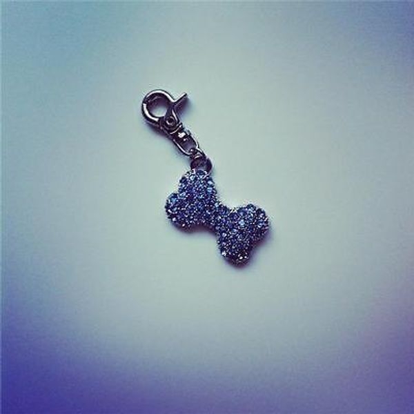 NEW BLUE CRYSTAL RHINESTONE FASHION DOG PET CHARM PENDANT JEWELRY