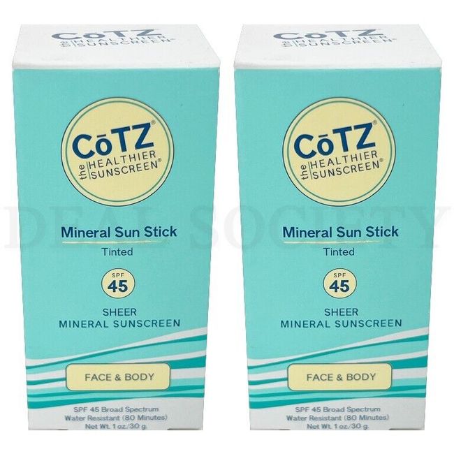 COTZ Mineral Sun Stick Tinted Sheer Sunscreen SPF 45 1oz - Lot of 2