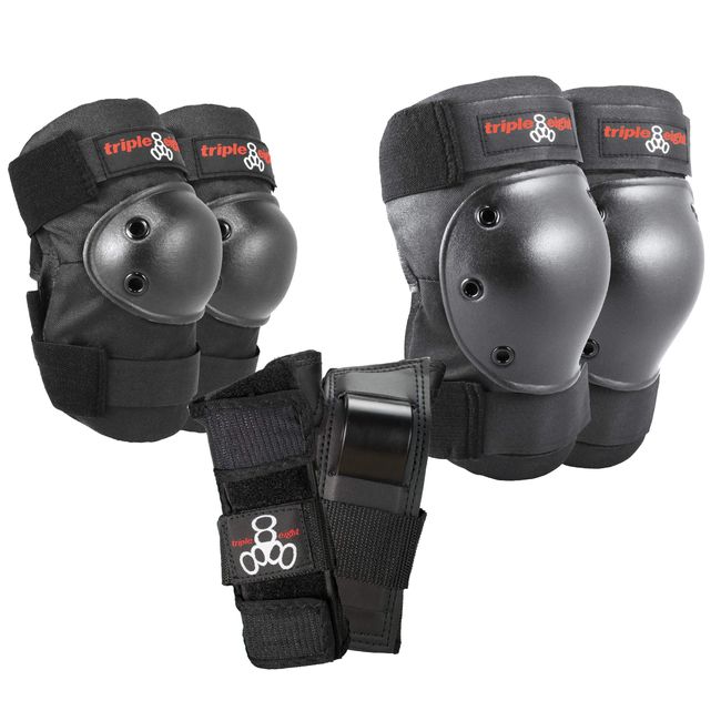 Triple Eight Saver Series Pad Set with Kneesavers, Elbowsavers and Wristsavers, Junior, Black