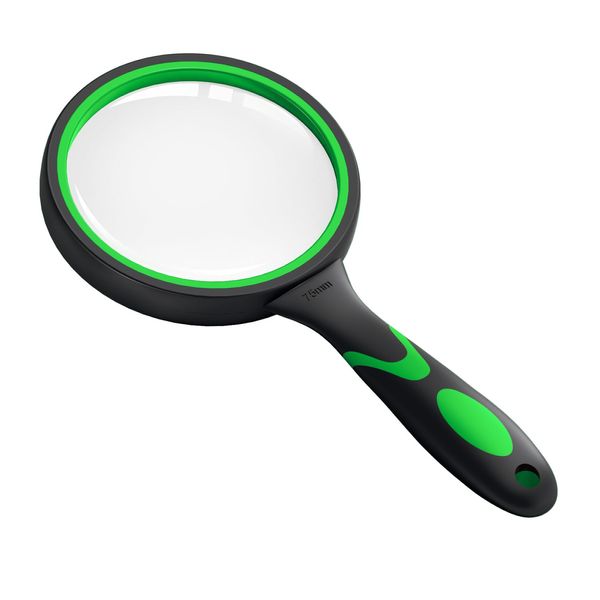 Faumsut 10X Magnifying Glass for Reading, Handheld Magnifier for Seniors Kids, Premium Soft Hand Shank, Non-slip Handle, Lightweight-Shatterproof, Ideal for Science Books Insects Hobby Observation