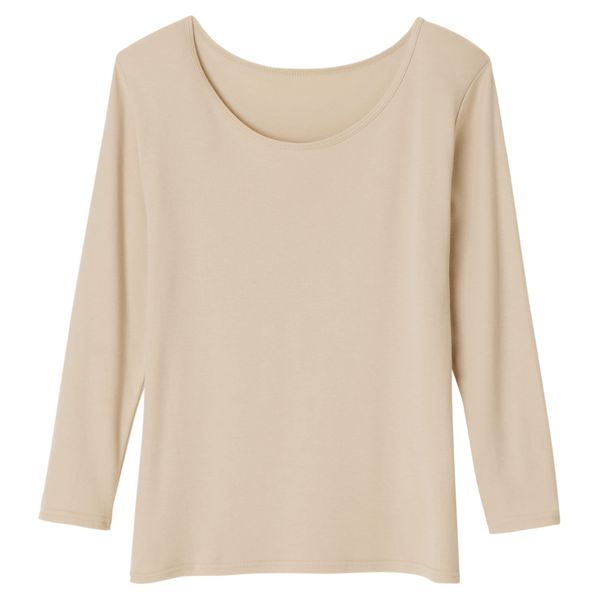 100% Cotton Warm Heat Generating 3/4 Sleeve Inner Beige, M