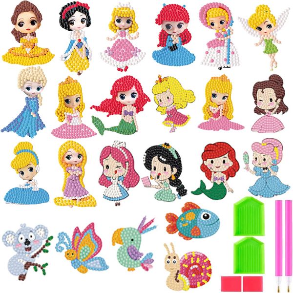 Diamond Painting Kits for Kids 5D Paint by Numbers Mosaic Diamonds Stickers DIY Dots Arts and Crafts Kits for Girls Children Adult Beginners Princess