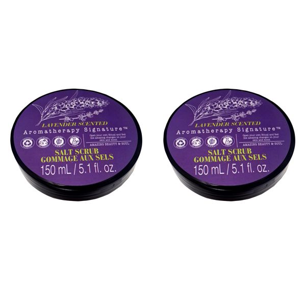 Lavender Scented - Aromatherapy Signature - Salt Scrub Gommage AUX Sels 5.1fl oz/150ml (Set of 2 Pack)