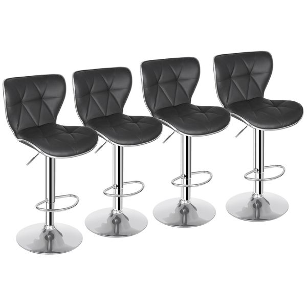 Shell Bar Stools Set of 4 Adjustable Height Swivel Bar Stools Dining Chairs Home