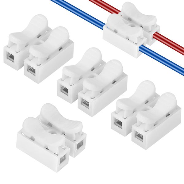 80 PCS CH2 Quick Connector Spring Wire Connectors Block, Electrical Cable Clamp Terminal Block Quick Terminals Connector Block for Electrical Wiring (White)