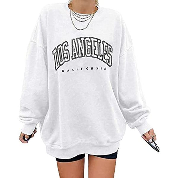 GeGekoko Women's Oversized Sweatshirt Los Angeles California Crewneck Long Sleeve Casual Loose Pullover Tops