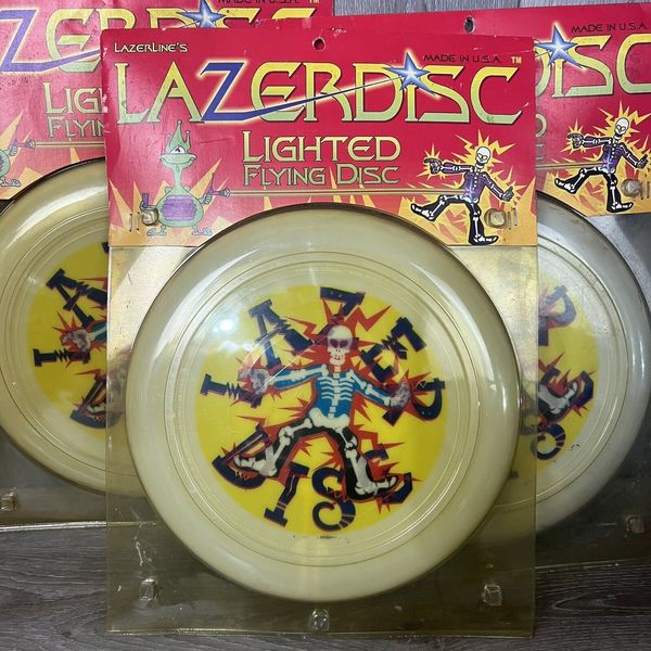 Vtg Lazerline Halloween Skeleton Light Up Flying Disc Made In USA Frisbee