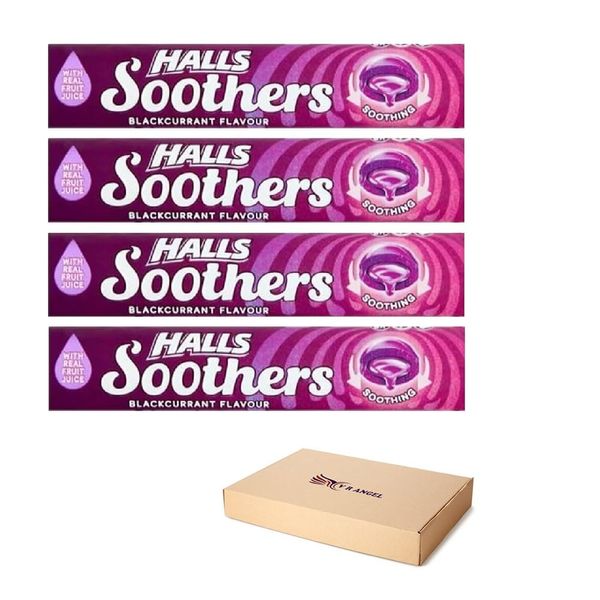 VR ANGLE Halls Soothers 4 x 45g Blackcurrant Flavour with Real Fruit Juice with A Liquid Centre for Little Moments of Refreshment - Sold by VR Angel