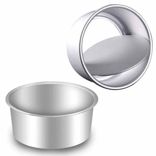 qisheng 2 Pack 6 Inch Cake Tin Non-Stick Deep Aluminum Round Cake Deep Baking Tin with Removable Bottom Cake Baking Pan Cake Mould Tin for Baking, Bakeware Wedding Birthday Christmas Party