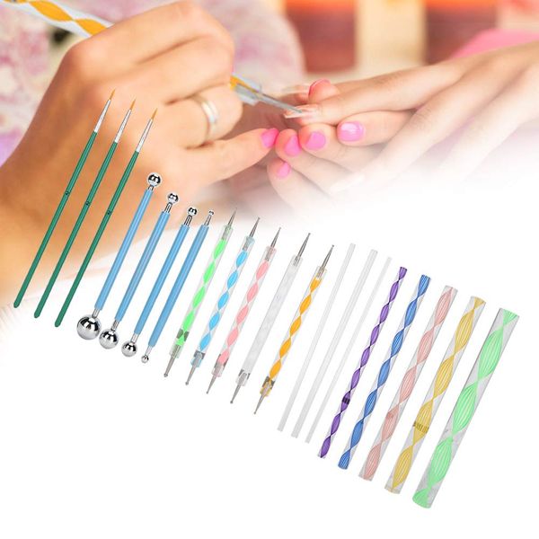 20pcs Art Nail Tools, Rhinestone Pickup Tool, Nail Art Accessories, Mandala Dotting Tool DIY Ball Stylus Acrylic Rods Double Sided Dotting Tools Nail Brush