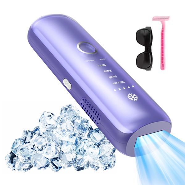 IPL Hair Removal Device Ice Cooling System, IPL Laser Hair Removal, Laser Hair Removal Device, Painless & Long Lasting, 5 Energy Levels, IPL Hair Removal for Women and Men, Facial, Bikini, Body