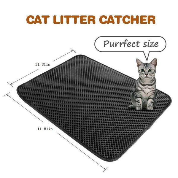 Non-slip Waterproof Large Hole Mesh Double Layer Cat Litter Mat Pet Pad Gray US