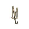 Handcrafted Nautical Decor Rustic Gold Cast Iron Letter M Alphabet Wall Hook 6"