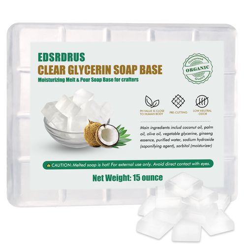15 Ounces Glycerin Soap Base - Melt and Pour Soap Base for DIY Crafting, Easy to Cut, Vegan and Natural, Moisturizing and Gentle on Skin, Perfect for Soap Making Supplies (Transparent,15 Ounces)