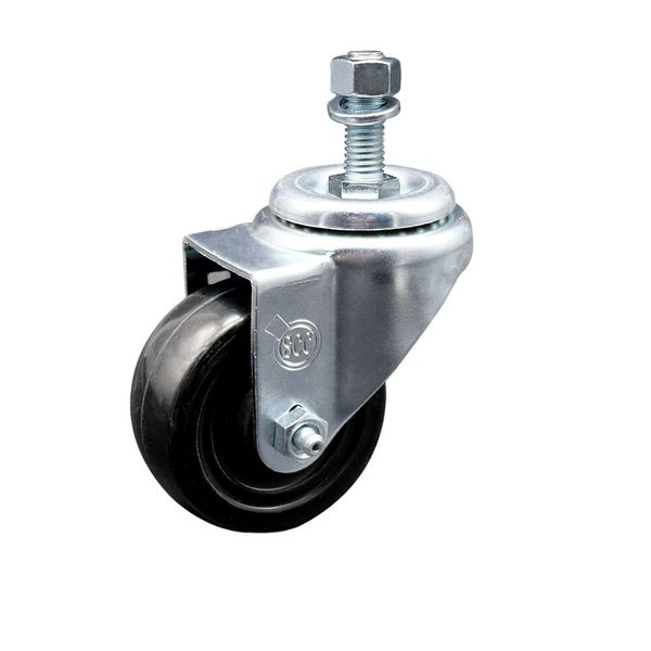 3 Inch Hard Rubber Wheel Swivel 12mm Threaded Stem Caster Service Caster