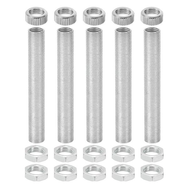uxcell G4 Lamp Hardware Installation Kit M10x70mm Thread Lamp Pipe Nipple Connector Hex Nut Socket Cap for G4 Bulb Light Socket 5pcs