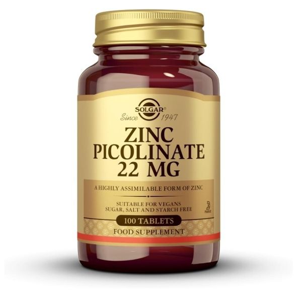 Solgar, Zinc Picolinate 22 mg,  Immune System Support, Antioxidant, 100 Tablets
