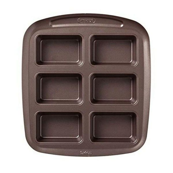 Pyrex Asimetria Baking Tray 6 Mini Cake Moulds, Black, 29x25.5x4.3 cm