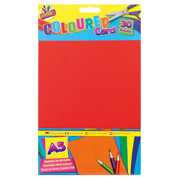 Art Box 30 Sheets A5 Coloured Card, Various