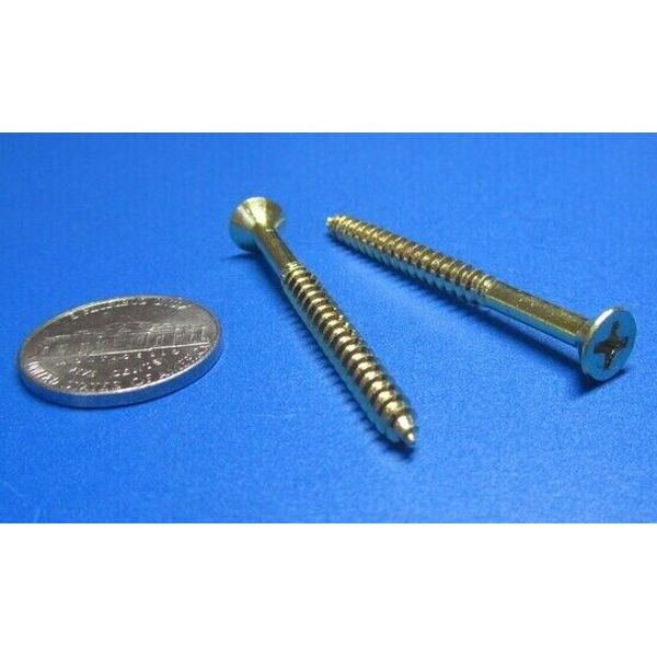 Brass #8 Phillips Flat Head Wood Screw x 2.00" Length, 50 Pcs