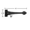 Black Wrought Iron Door Strap Hinge 12" L Heart Tip Design Rust Resistant Hinges