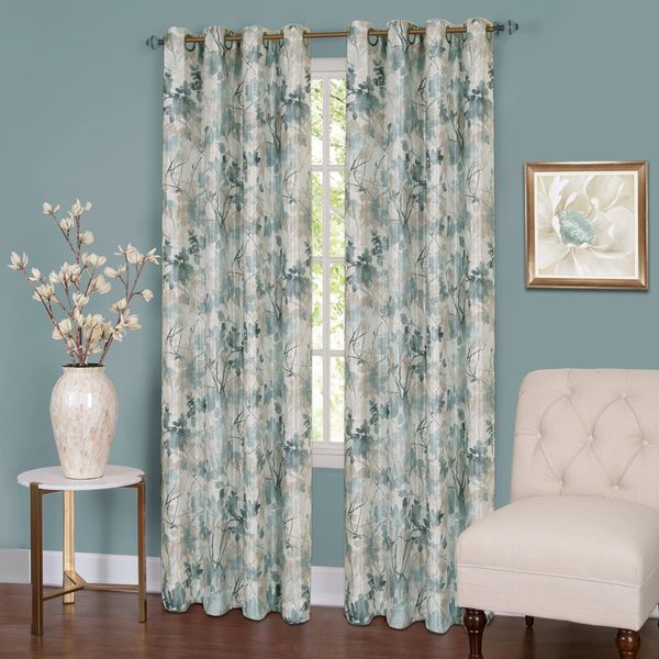 Lined Blackout Grommet Window Curtain Panels - 50 Inch Width, 63 Inch Length - Tranquil (Mist) - Blackout Soft Polyester Drapes & Dressing for Bedroom Living & Dining Room by Achim Home Decor